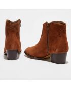 Bottines en Velours de Cuir Emma marron - Talon 5.5 cm