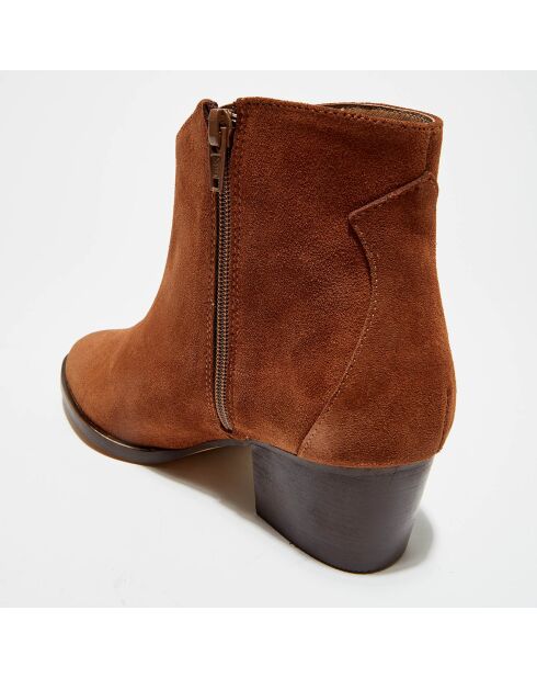 Bottines en Velours de Cuir Emma marron - Talon 5.5 cm