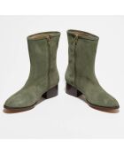 Bottines en Velours de Cuir Amelia vertes - Talon 5 cm