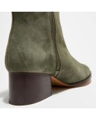 Bottines en Velours de Cuir Amelia vertes - Talon 5 cm