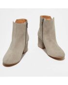 Bottines en Velours de Cuir Ines ivoire - Talon 6 cm