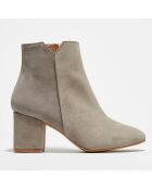 Bottines en Velours de Cuir Ines ivoire - Talon 6 cm