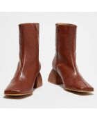 Bottines en Cuir Ania marron - Talon 6 cm