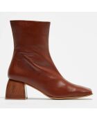 Bottines en Cuir Ania marron - Talon 6 cm