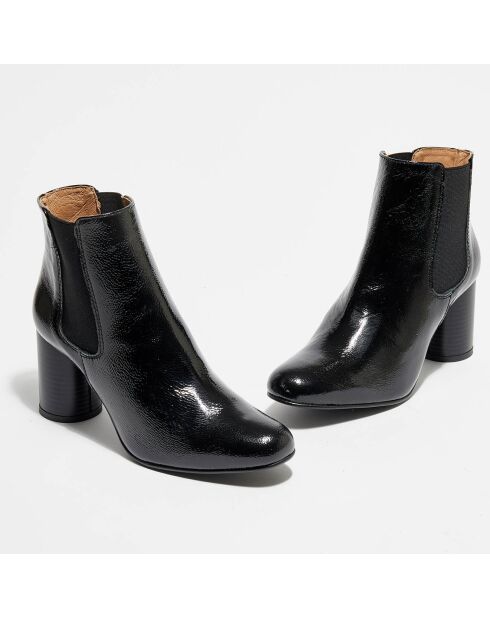 Chelsea Boots en Cuir Marine noires - Talon 6 cm