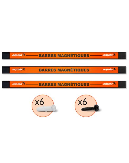 3 Barres magnétiques porte-outils multicolores - 46 cm