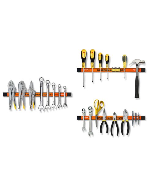 3 Barres magnétiques porte-outils multicolores - 46 cm