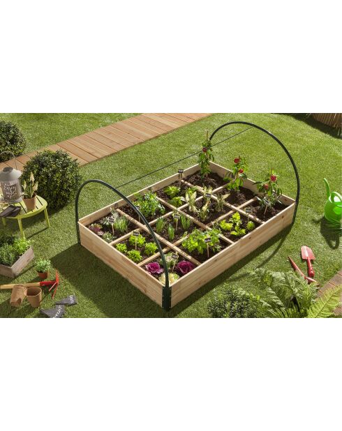 Serre de potager 12 compartiments aroma marron - 115x80x54 cm