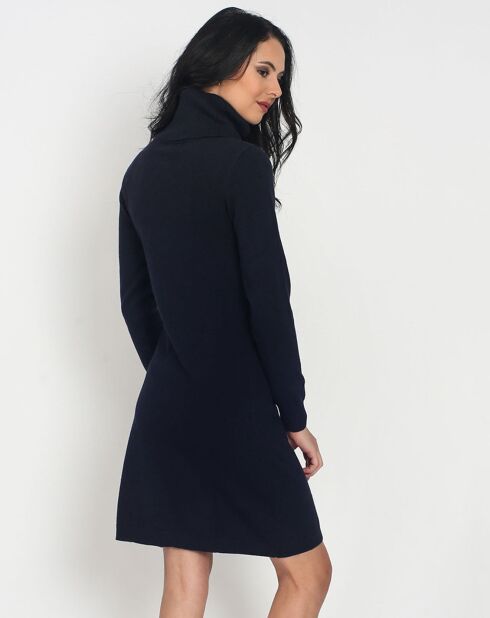 Robe Alexandra en Cachemire & Soie mélangés bleu nuit