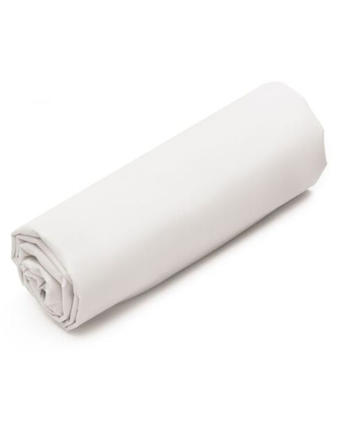 Drap housse uni 100% Percale de Coton blanc