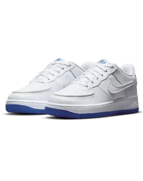 Baskets en Cuir Air Force 1 Gs blanc/bleu