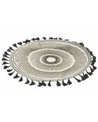 6 manteles individuales de yute blanco/negro - D.38 cm