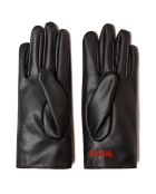 Gants tissés à broderie noirs