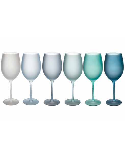 6 veelkleurige Happy Hour wijnglazen - 55 cl