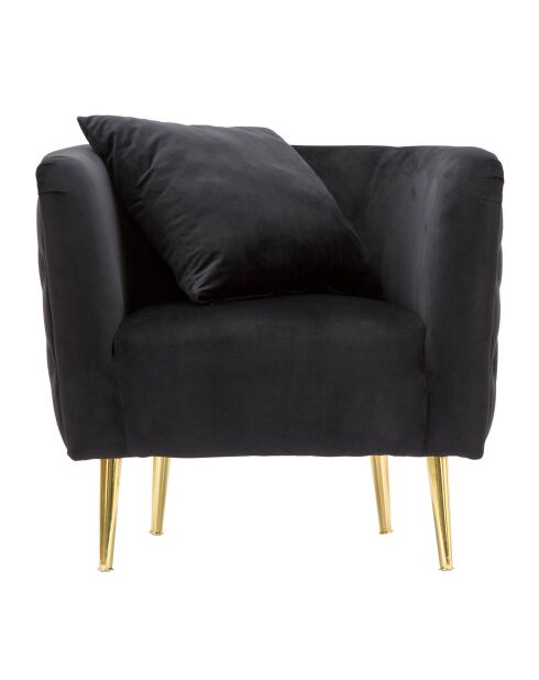Fauteuil en velours Bucarest noir - 71x76x74 cm