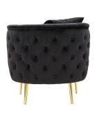 Fauteuil en velours Bucarest noir - 71x76x74 cm