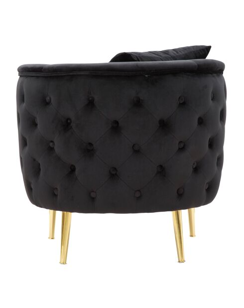 Fauteuil en velours Bucarest noir - 71x76x74 cm