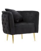 Fauteuil en velours Bucarest noir - 71x76x74 cm