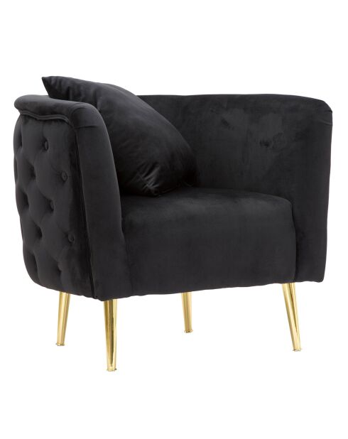 Fauteuil en velours Bucarest noir - 71x76x74 cm