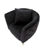 Fauteuil en velours Bucarest noir - 71x76x74 cm