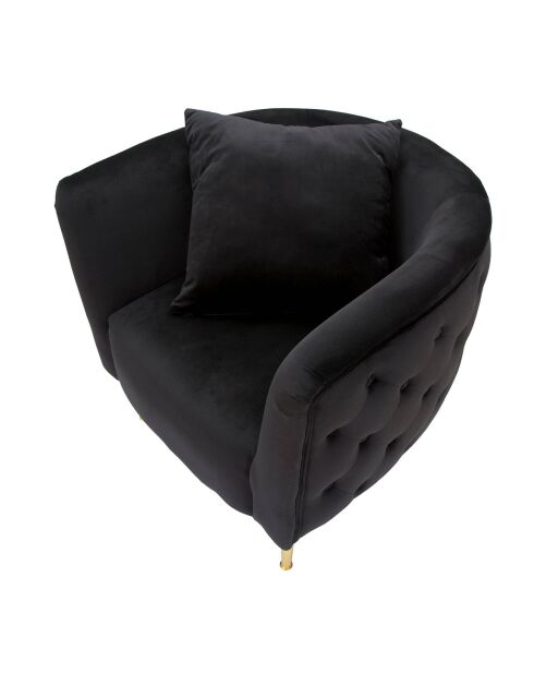 Fauteuil en velours Bucarest noir - 71x76x74 cm