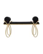 Banc en métal et velours noir/doré - 53x112.5x49 cm