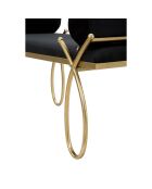 Banc en métal et velours noir/doré - 53x112.5x49 cm