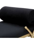 Banc en métal et velours noir/doré - 53x112.5x49 cm