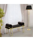 Banc en métal et velours noir/doré - 53x112.5x49 cm