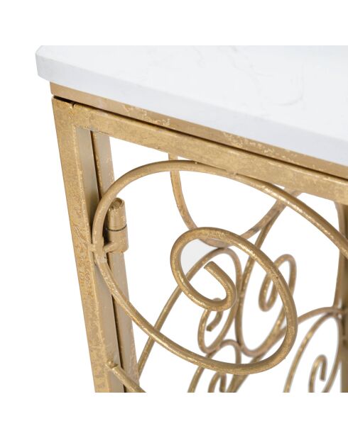 Console Spirale en marbre doré/blanc - 82x140x36 cm