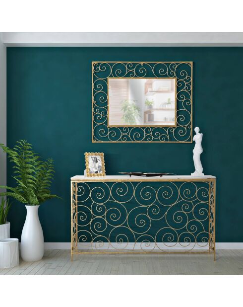 Console Spirale en marbre doré/blanc - 82x140x36 cm