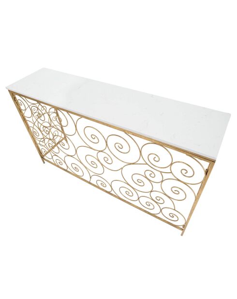 Consolle a spirale in marmo oro/bianco - 82x140x36 cm