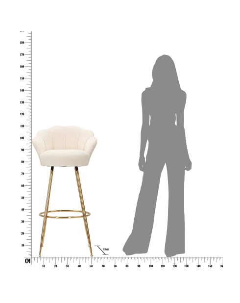 Barkruk Vienna crème/goud - 110x55x53 cm