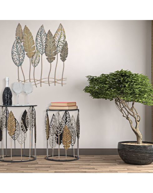 2 mesas redondas de metal multicolores