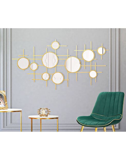 Décoration murale avec miroirs Gloxy dorée - 61x117x4.5 cm