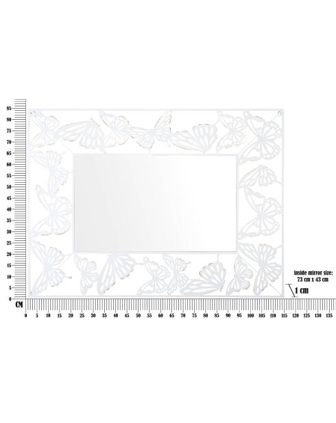 Miroir mural Butterfly blanc - 85x1x115 cm