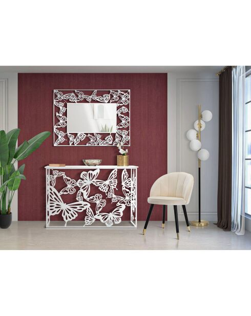 Miroir mural Butterfly blanc - 85x1x115 cm