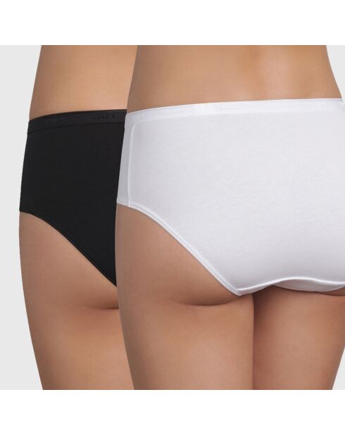 2 Culottes taille haute Coton Plus Bio noir/blanc