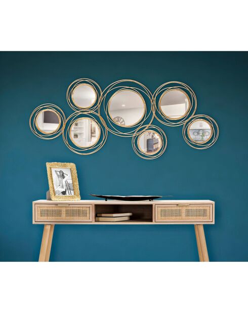 Décoration murale avec miroirs dorée - 53.5x124.5x4 cm
