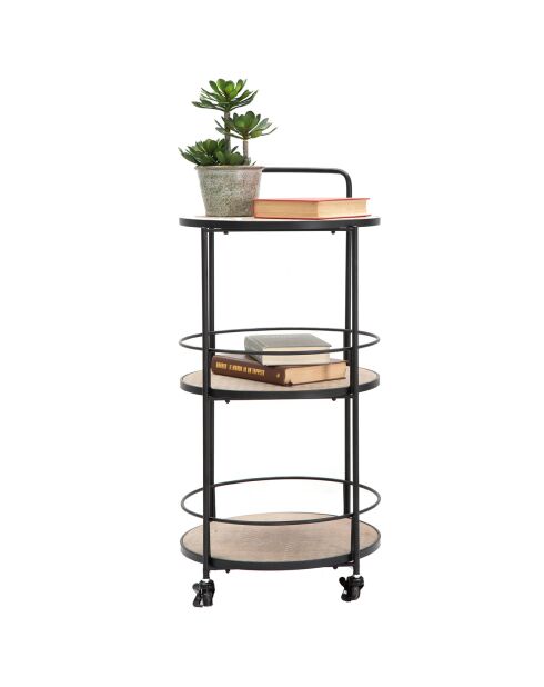 Chariot d'appoint Arex noir/marron - 40x41.5x82 cm