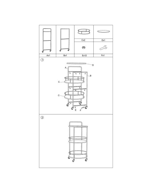Carrito auxiliar Arex negro/marrón - 40x41,5x82 cm