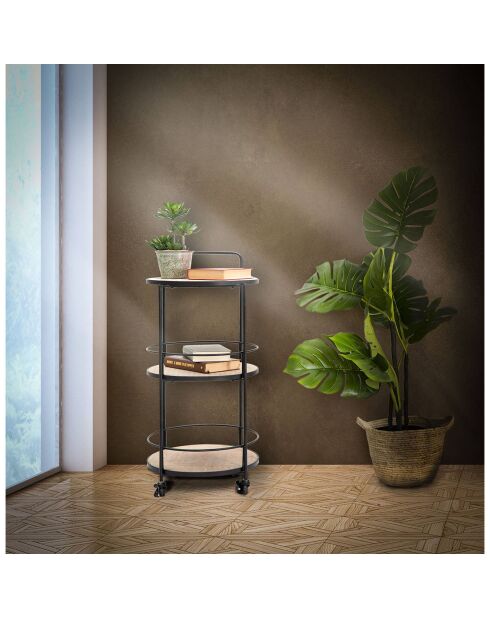 Carrito auxiliar Arex negro/marrón - 40x41,5x82 cm