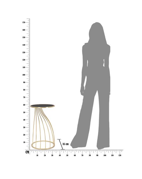 Beistelltisch in Schwarz/Gold Flush - D.35x60 cm