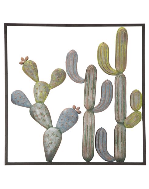 Décoration murale Cactus vert/bleu clair - 50x50 cm