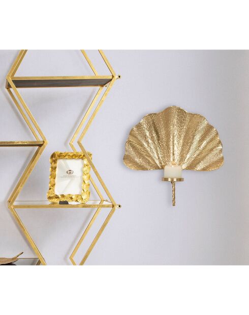 Bougeoir mural Glam Leaf doré - 41x11.5x40 cm