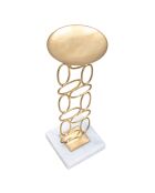 Bougeoir Bubbles doré/blanc - 10x10x27 cm