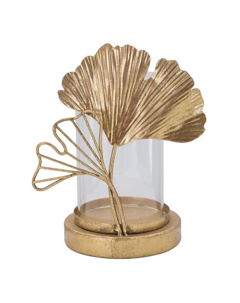 Portavelas en forma de hoja dorada - 21x17x12 cm