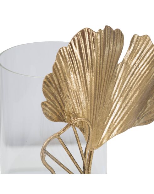 Portavelas en forma de hoja dorada - 21x17x12 cm