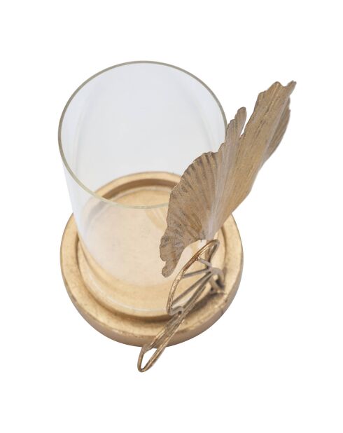 Portavelas en forma de hoja dorada - 21x17x12 cm