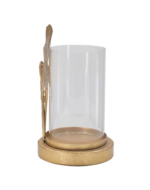 Portavelas en forma de hoja dorada - 21x17x12 cm